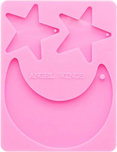 Vista 6 de Angel Wings Llavero con forma de estrella y luna, moldes de silicona, aretes, molde de resina, llavero de resina para manualidades, colgantes