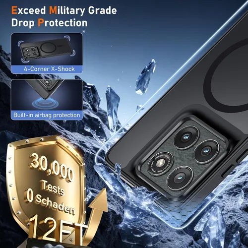 Vista 5 de Pilaru Funda magnética para Motorola Edge 2025 con protector de pantalla (imanes integrados) (protección contra caídas de grado militar) delgada