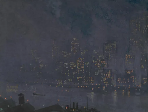 Vista 4 de ArtDirect Rascacielos en la noche (1910) - Póster artístico de museo sin marco, 10 x 8 pulgadas, listo para enmarcar, por Joseph Pennell