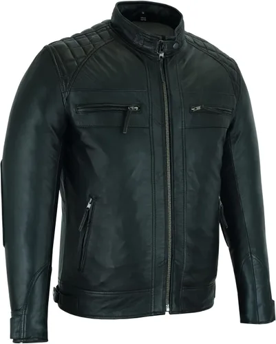 Vista 17 de Vance Leather ' Cafe Racer - Chaqueta de piel de cordero encerada para hombre, color marrón Austin
