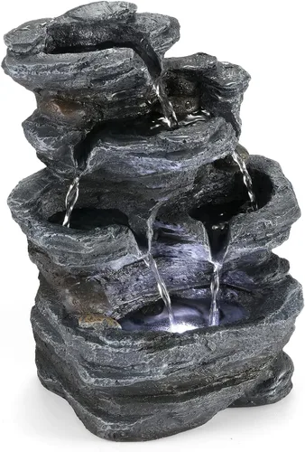 Vista 10 de WICHEMI - Fuentes de mesa de agua interior con bola rodante LED, fuente de agua Feng Shui Zen de meditación para escritorio, cascadas de agua
