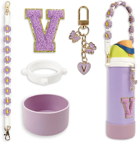 Vista 69 de SITKOL Juego de Monogramas Bonitos de Silicona Compatible con Botella de Agua Owala 24 oz, 32 oz, 40 oz - Accesorios Perfectos con la Letra Owala