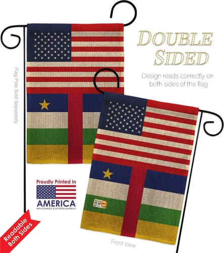 Vista 3 de Central African Republic US Friendship Burlap Burlap Garden Flag Regional USA American Alliance World Country Particular Area Small Decorative Gift