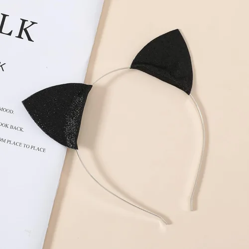 Vista 2 de Black Furry Cat Ears Headband Great Halloween Costume Accessory