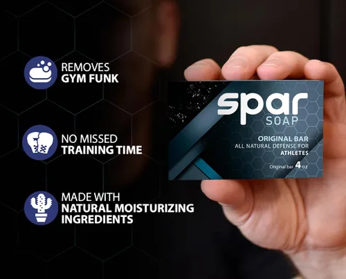 Vista 4 de Spar Soap Original Bar (4 onzas), árbol de té de carbón activado, propiedades antifúngicas, para BJJ, MMA, luchadores, Grapplers, hombres y mujeres