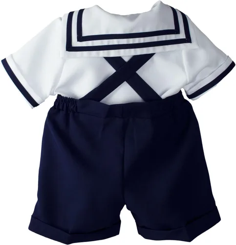 Vista 6 de Conjunto de traje de marinero náutico con sombrero, para niños pequeños