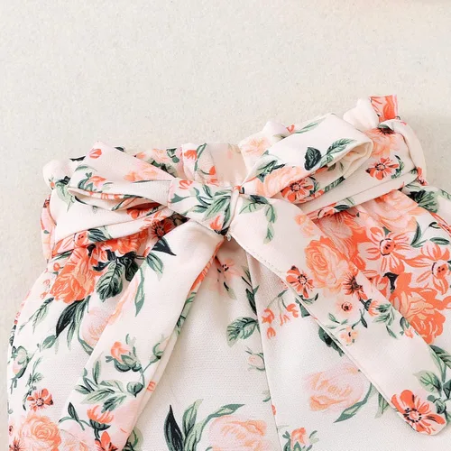 Vista 6 de Mioglrie Conjunto de ropa para bebé recién nacida, conjunto de pantalones cortos, lindos trajes de verano para bebés, ropa de bebé de algodón