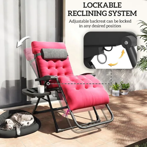 Vista 4 de Outsunny Zero Gravity - Silla reclinable con cojín, color rojo