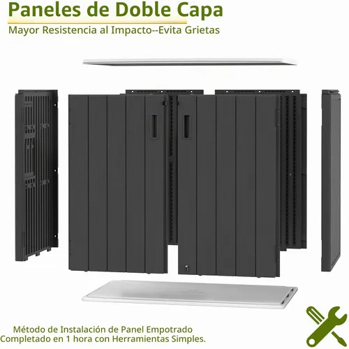 Vista 5 de ZZM Cobertizo de almacenamiento al aire libre de 37 pies cúbicos con piso, cobertizos de resina de doble pared HDPE, cobertizo de almacenamiento