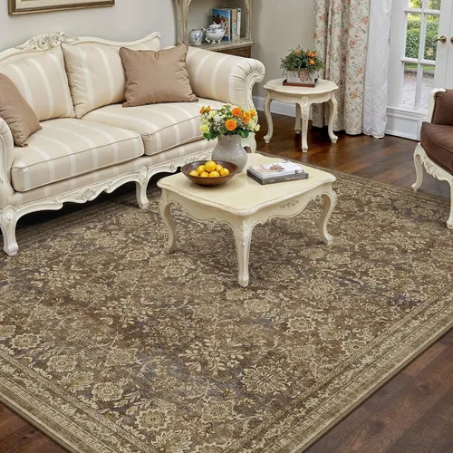Vista 10 de PureCozy Alfombra de área beige de 2 x 3 pulgadas, lavable, vintage, pequeña, para entrada, cocina, suave, retro, floral, de pelo bajo, tapete