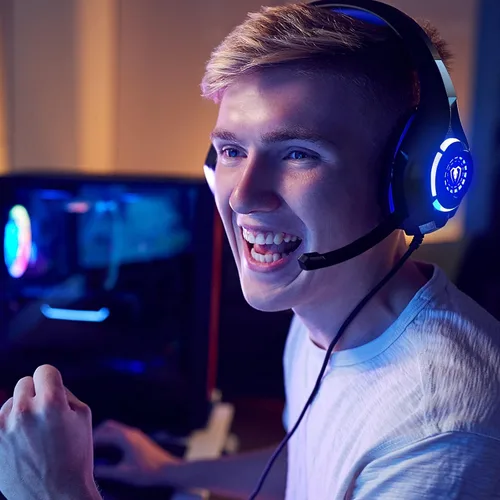 Vista 2 de Auriculares para juegos para PC, PS5, interruptor, móvil, auriculares para juegos para Nintendo con micrófono con cancelación de ruido, sonido