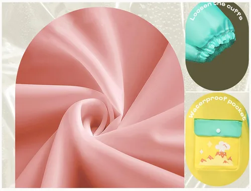 Vista 3 de Poncho de lluvia con capucha para niños y niñas, impermeable y duradero para exteriores, impermeable