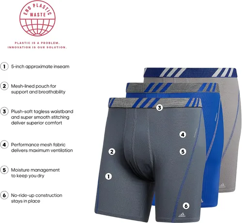 Vista 2 de adidas Men's Sport Performance Mesh Boxer Brief Underwear (3-Pack)