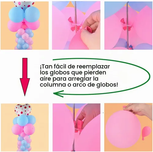 Vista 7 de Miliocry 100 clips de arco de globos, clips de globo reutilizables para arco de globos, suministros de globos de plástico para soporte, clips