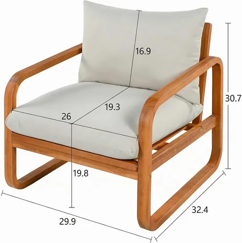 Vista 7 de Christopher Knight Home Coddy - Juego de muebles de patio de 4 plazas con mesa auxiliar, juego de conversación de madera de acacia para exteriores