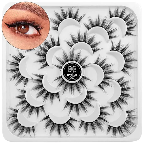 Vista 18 de DYSILK - 10 pares de pestañas de visón 6D, pestañas postizas dramáticas de volumen grueso pestañas postizas naturales suaves extensión maquillaje
