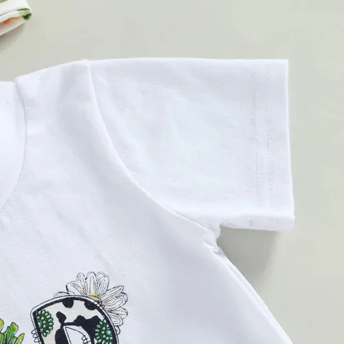 Vista 6 de MOREELUCK Conjunto de pantalones de Pascua para bebé niña, camiseta gráfica de conejo, pantalones acampanados con diadema, trajes de vacaciones
