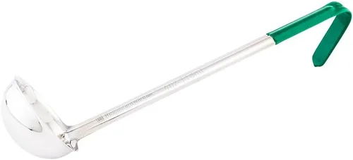 Vista 6 de Restaurantware Met Lux - Cucharón de sopa de 1 onza con mango de gancho, cuchara para servir, con mango amarillo, cuchara de cocina de acero