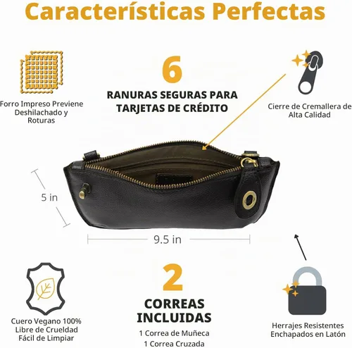 Vista 3 de Joy Susan Bolso de moda para mujer Mini Crossbody Bolso de embrague de muñeca - Negro 100 - negro