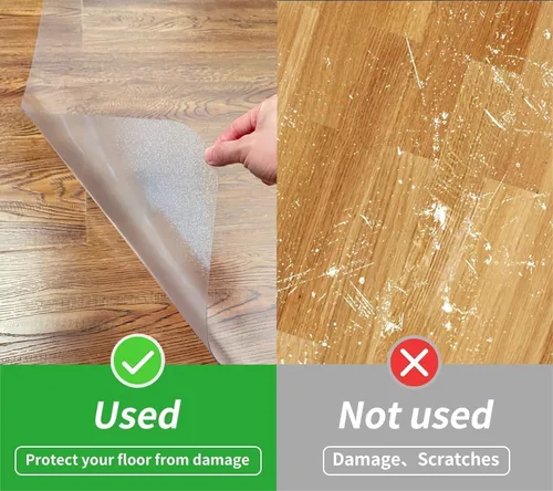 Vista 3 de Alfombrilla para silla de oficina para suelos duros - 45''×53'', protector de suelo transparente de PVC resistente para madera/azulejos