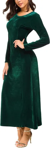 Vista 3 de Urban CoCo Vestido largo de terciopelo elástico con mangas largas, elegante, para mujer