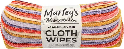 Vista 19 de Marley's Monsters Toallitas de tela reutilizables, paquete de 24 unidades, lavables, de algodón, sin papel (Ártico)