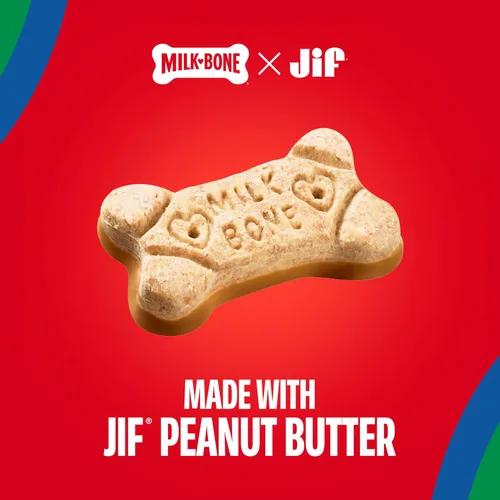 Vista 3 de Milk-Bone Galletas para perro bañadas con mantequilla de cacahuete real, horneadas, 32 onzas, (paquete de 4)