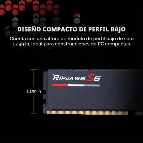 Vista 4 de G.SKILL Ripjaws S5 Series DDR5 RAM (Intel XMP 3.0 & AMD Expo) 64GB (2x32GB) 6000MT/s CL36-36-36-96 1.35V Memoria de computadora de escritorio U-DIMM
