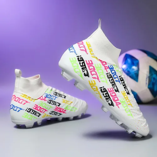 Vista 2 de Tacos FG unisex para entrenamiento atlético, antideslizantes, largos y altos, zapatos de fútbol para jóvenes