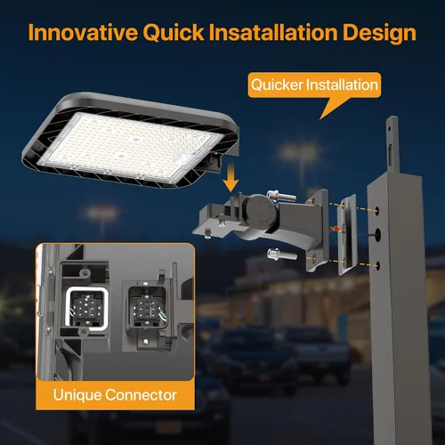 Vista 3 de Luces de Estacionamiento 240W 36000LM Montaje de Brazo Ajustable Luces de Caja de Zapatos para Exteriores con Fotocélula de Anochecer a Amanecer