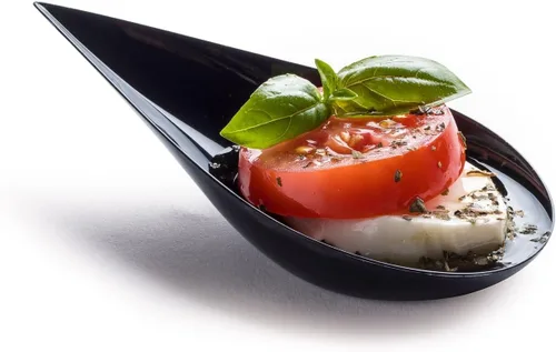 Vista 4 de Zappy - Mini cuchara para aperitivos/Cucharas para cata/Plato de postre asiático, 100 unidades, Negro
