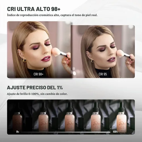 Vista 3 de NEEWER Kit de Luz de Esteticista con Soporte para Teléfono y Bolsa de Viaje, Soporte para Control 2.4G/PC/MAC y Control Separado de 2 Cabezales