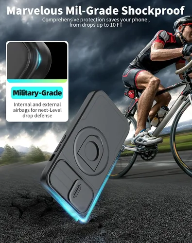 Vista 6 de Funda magnética para iPhone 11 Pro compatible con carga inalámbrica MagSafe, con 2 protectores de pantalla, anillo kickstand de 360° integrado +