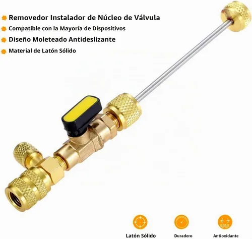 Vista 3 de R410A R22 Herramienta de instalación de extracción de núcleo de válvula de CA, removedor de núcleo de válvula, doble tamaño de 1/4 "-5/16