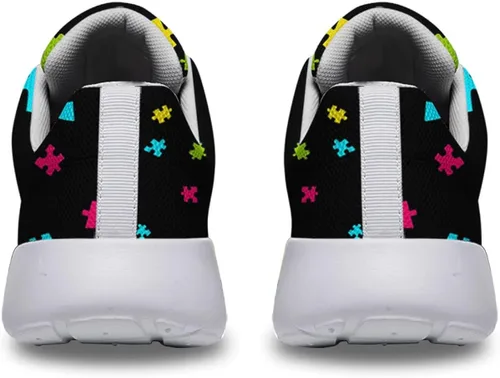 Vista 4 de Sonzj-II Zapatos de concientización sobre el autismo para mujer y hombre, ligeros, para correr, autismo, rompecabezas, tenis, caminar, gimnasio