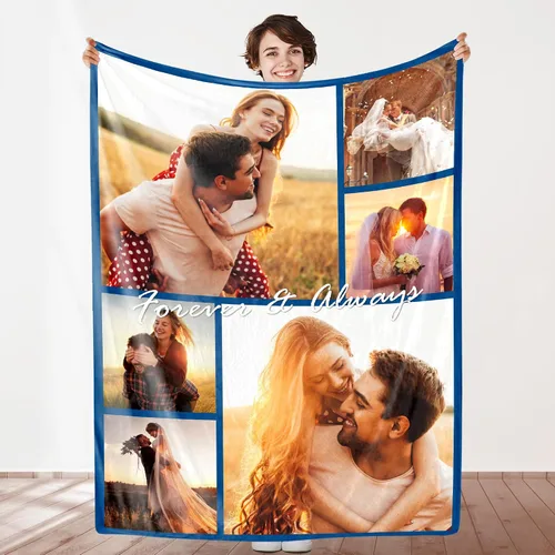 Vista 24 de Manta personalizada con foto, manta de collage personalizada con tu propia imagen, fabricada en Estados Unidos, regalo para ella, él, mujeres