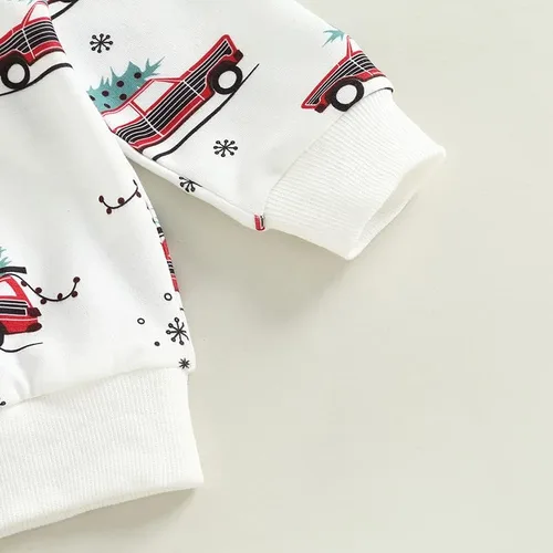 Vista 6 de Ropa de Navidad de manga larga con cuello redondo y pantalones lindos para invierno
