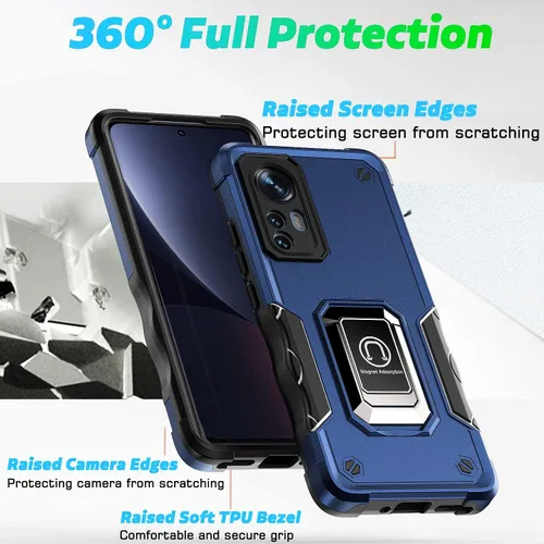 Vista 3 de Funda diseñada para Xiaomi 12 Pro, soporte giratorio, protección de lente de cámara a prueba de caídas, oro rosa