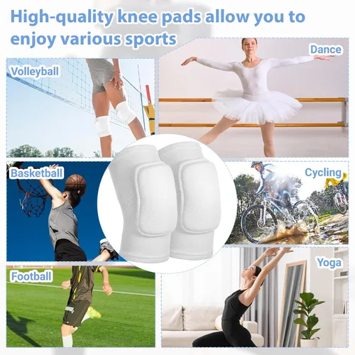 Vista 7 de Rodilleras de voleibol, rodilleras blancas de voleibol para mujeres y hombres, rodillera suave para baloncesto, fútbol, baile, entrenamiento