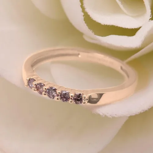 Vista 12 de Dazzlingrock Collection Anillo de boda redondo de 5 piedras preciosas o diamantes para mujer en oro macizo de 10 K/14 K/18 K