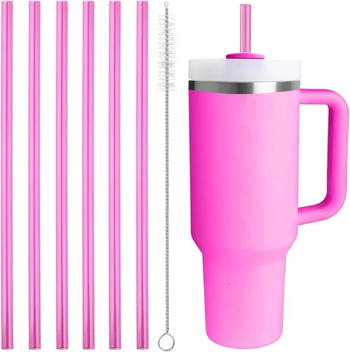 Vista 17 de Pajitas de repuesto compatibles con vaso Stanley Quencher de 20 onzas, popotes reutilizables de 8.5 pulgadas, accesorios para vasos de bebida