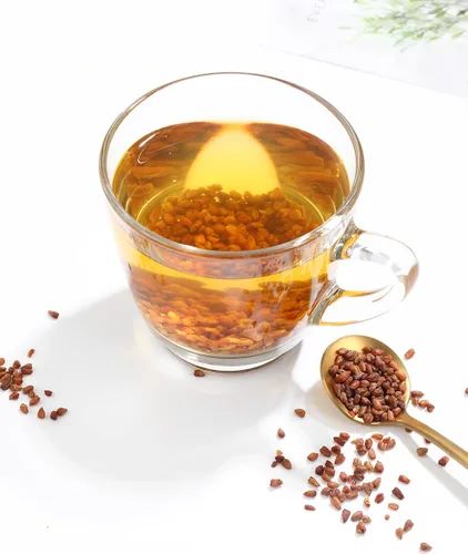 Vista 6 de Té de trigo sarraceno tartario del Himalaya de alta calidad, 16 onzas/15.98 oz, trigo sarraceno tostado negro, 100% natural y sin cafeína, aromático.