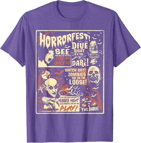 Vista 10 de Camiseta de terror vintage con póster de Halloween y película de terror Negro