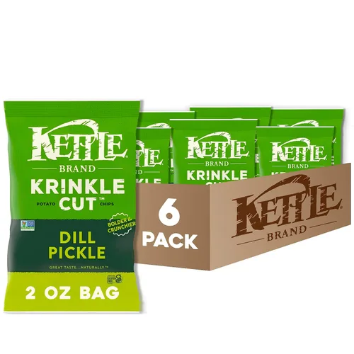 Vista 9 de Kettle Brand Papas fritas, corte Krinkle, chips de pepinillo de eneldo, 7.5 onzas