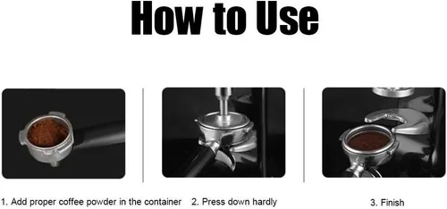 Vista 6 de Fdit Manipulación de café manual de acero inoxidable Tamper dinamométrico de café negro con base de apisonamiento para cafetería hogar