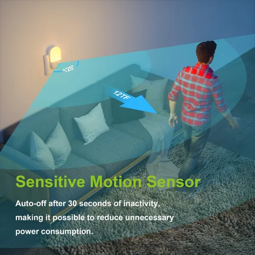 Vista 3 de MAZ-TEK Luz nocturna regulable con sensor de movimiento enchufable, luz nocturna LED blanca cálida suave con sensor de movimiento del atardecer al