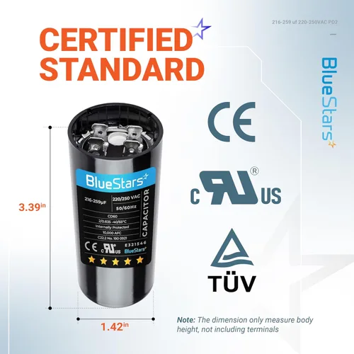 Vista 2 de BlueStars - Condensador de arranque de motor MFD 220-250V 216-259 uF