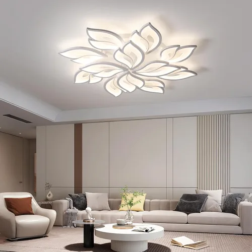 Vista 11 de JAYMP Lámpara de techo en forma de flor regulable moderna lámpara de techo con control remoto LED para dormitorio, sala de estar, comedor