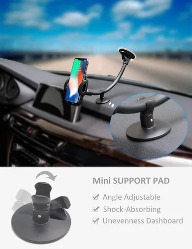 Vista 4 de sostén de parabrisas para teléfono celular. 12 pulgadas de largo. Soporte para teléfono celular con teclado Easy Touch para todos los celulares