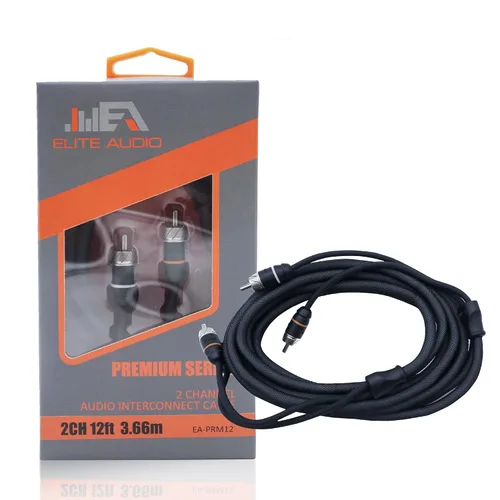Vista 16 de Elite Audio Serie Premium 1.5 pies. Cable RCA de audio para auto de 2 canales – Blindado doble, cobre libre de oxígeno, cable de audio reductor
